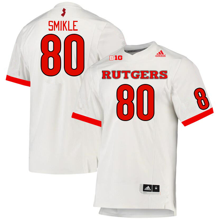 Men #80 Jordan Smikle Rutgers Scarlet Knights College Football Jerseys Stitched Sale-White